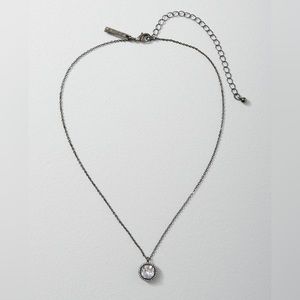 WHBM Hematite Solitaire Cubic Zirconia Necklace